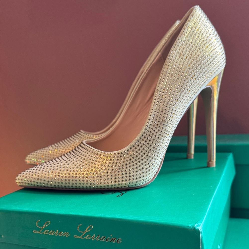 Lauren Lorraine Glittering Gold Heels